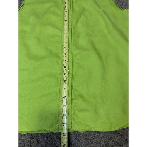 WESTBOUND Green 100% Linen Green Button Front Sleeveless Shirt Top LARGE READ - Picture 5 of 8